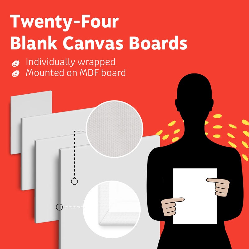 Artlicious Canvases for Painting - Pack of 24, 4 x 6 Inch Blank White Canvas Boards - 100% Cotton Art Panels for Oil, Acrylic & Watercolor Paint - Image 3